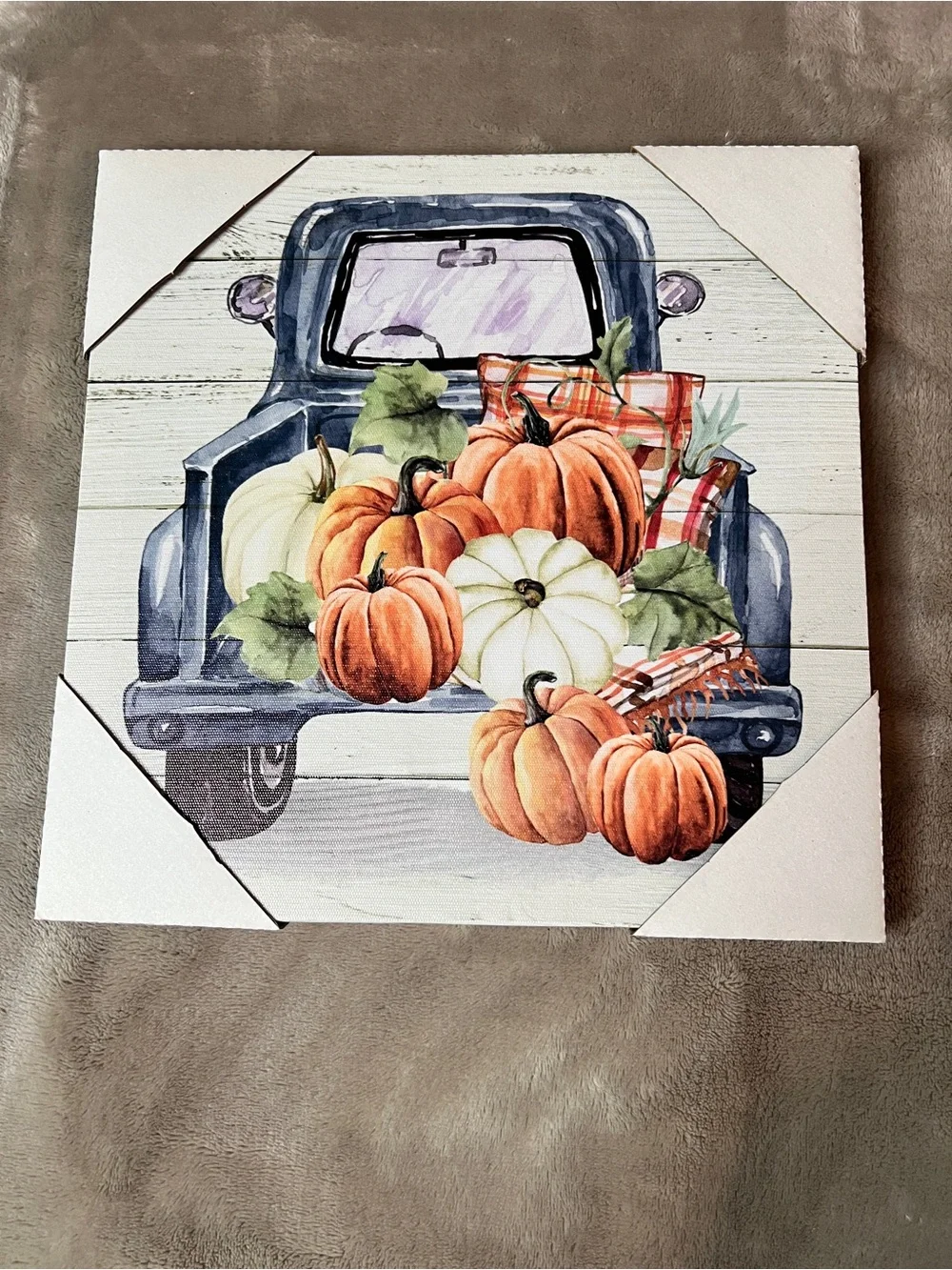 Autumn Pumpkin Truck Wall Art Set - Orange & Green